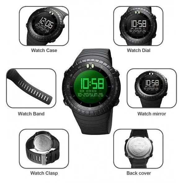 Тактические водостойкие кварцевые часы Skmei Ribas black - фото 9