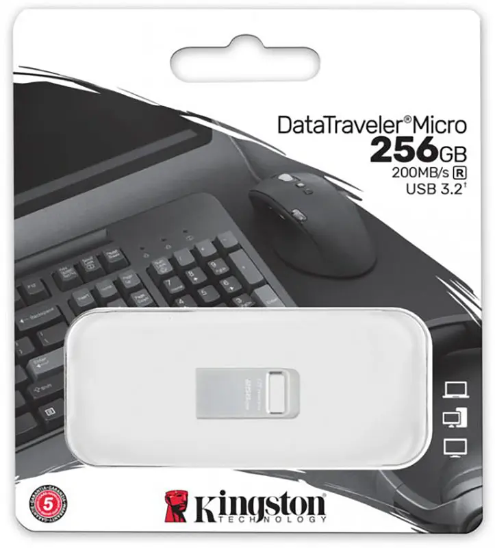 USB Flash Kingston USB 3.2 DT Micro Metal 200Mb/s 256GB Silver - фото 4
