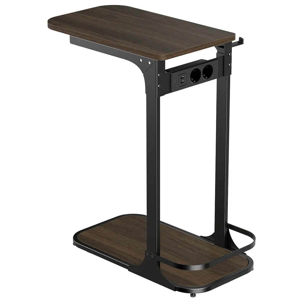 Приставний столик OfficePro Dark Wood Black із мереживим подовжувачем, USB-роз'ємами та тримачем для гарнітури (SD185DW) - фото 2