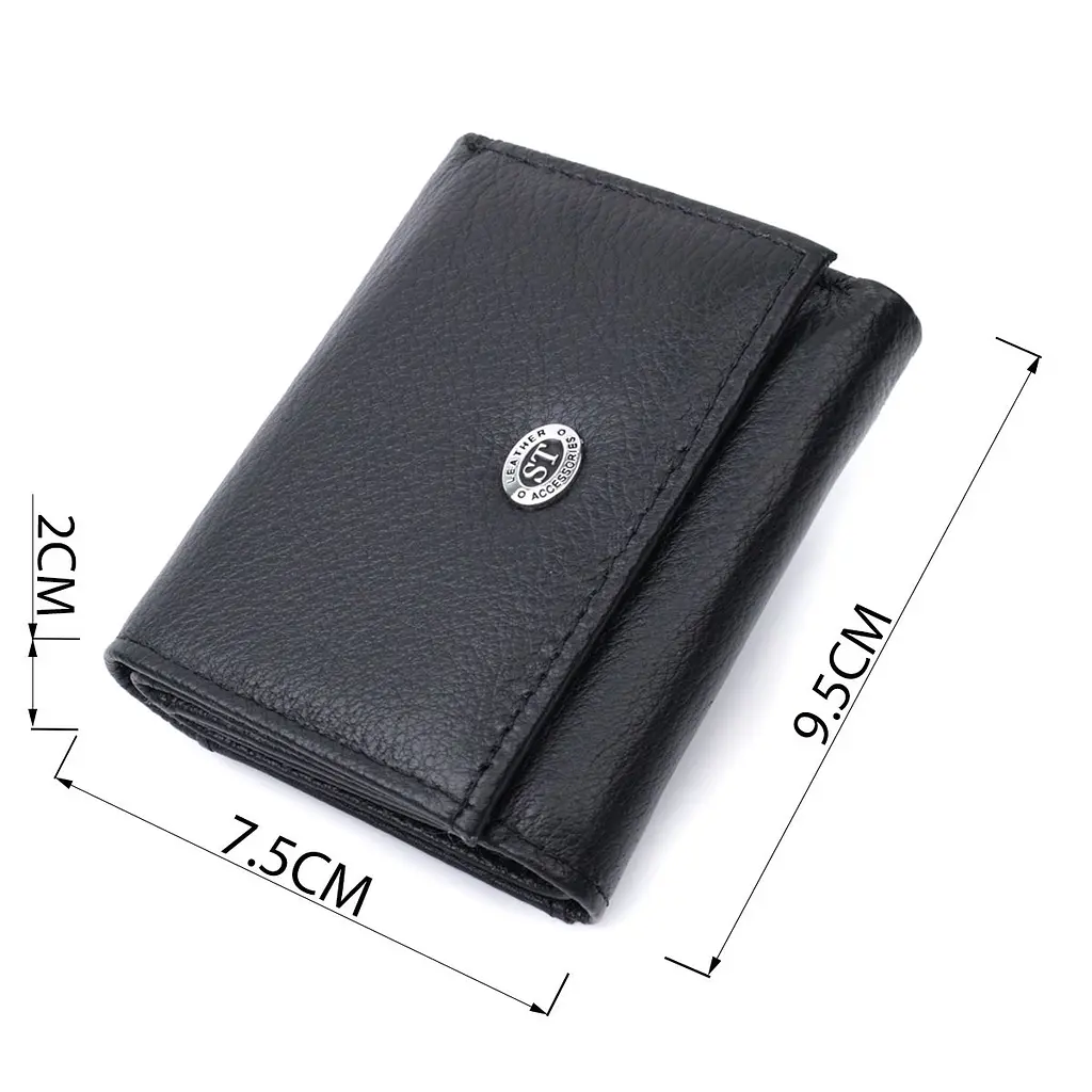 Невелике жіноче портмоне з монетницею з натуральної шкіри ST Leather 22730 чорне - фото 7