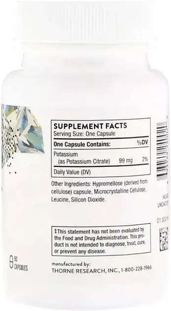 Вітаміни Thorne Research Калій Цитрат Potassium Citrate 90 капсул - фото 2