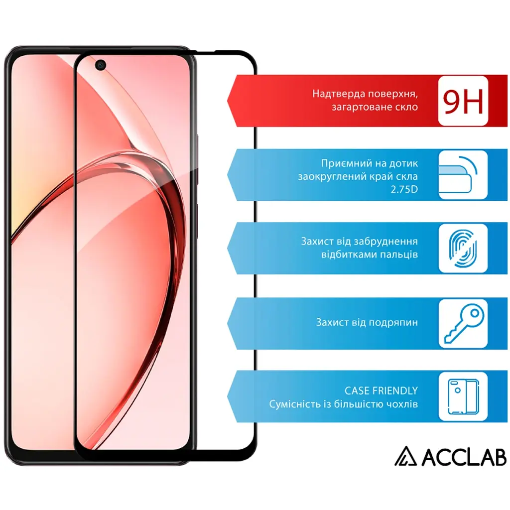 Стекло защитное ACCLAB Full Glue Oppo A3x Black (1283126598890) - фото 3