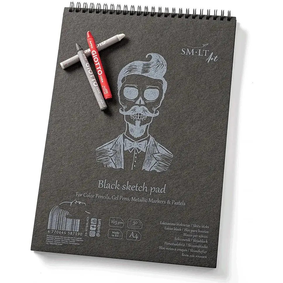 Альбом для рисунка SM-LT Art Authentic на спирали А4 165г/м2 30л черная бумага - фото 2