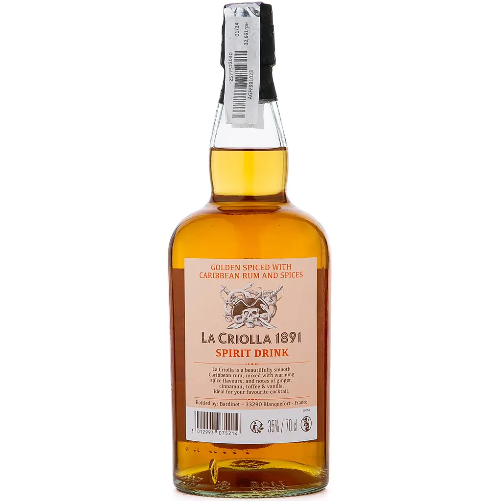 Напій алкогольний на основі рому Bardinet La Criolla 1891 Golden Spiced 35% 0.7л - фото 2