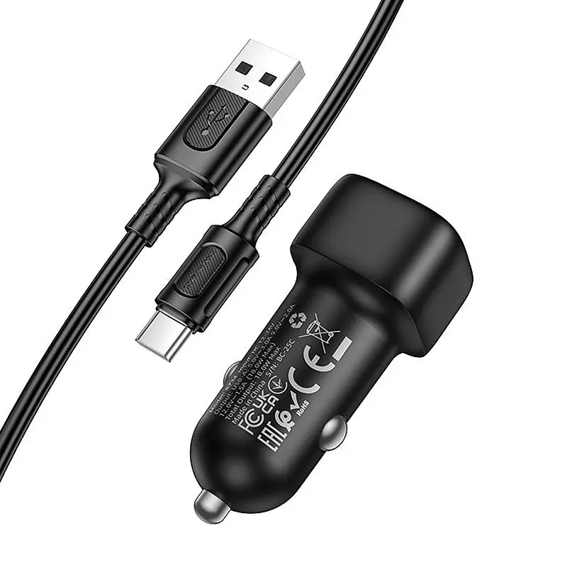 АЗУ Borofone BZ34 Cloud QC3.0 (1USB-A) + кабель USB to Type-C Black - фото 3