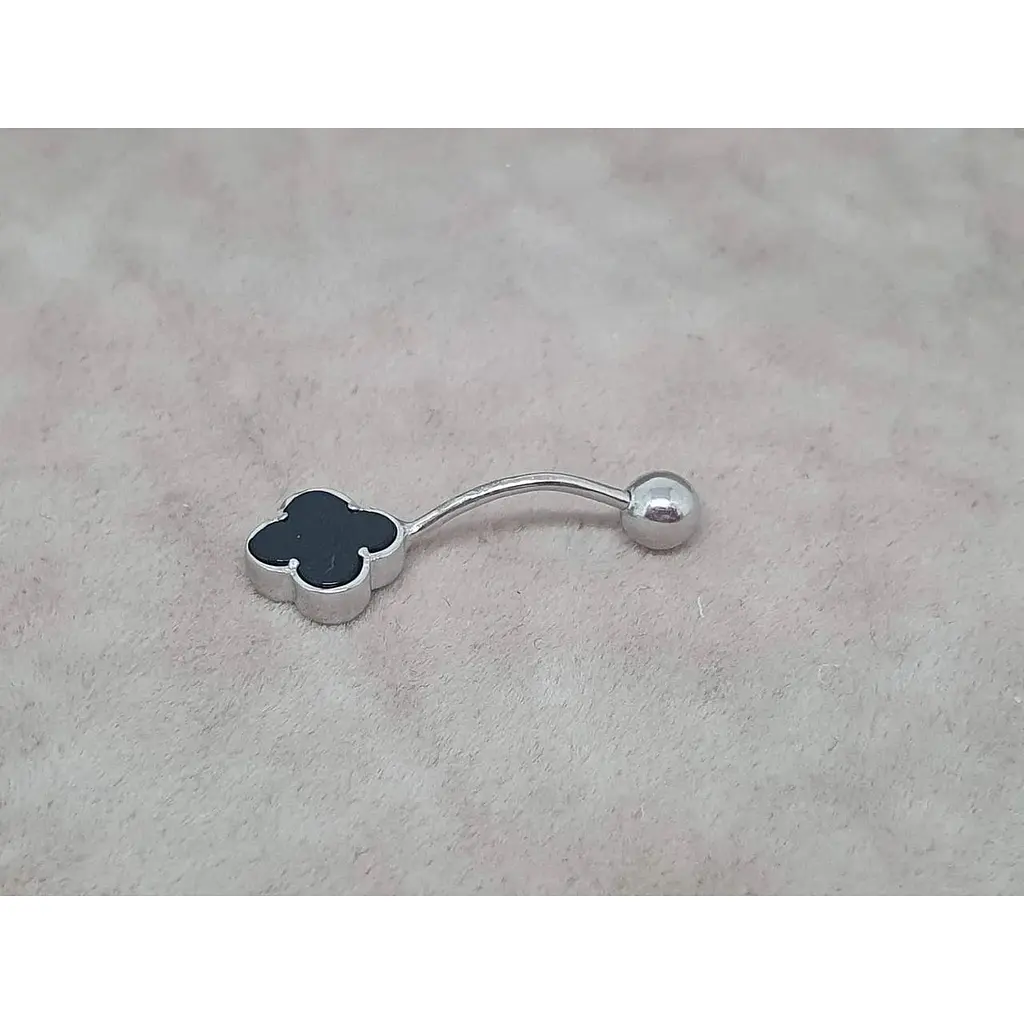 Срібна сережка для пірсингу пупка Ірій з оніксом. 6026 - фото 3