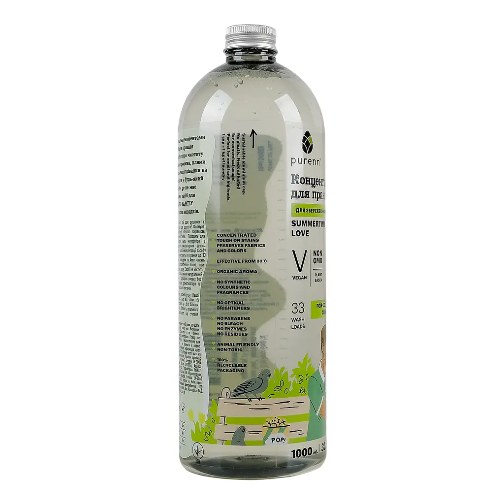 Засіб-концентрат рідкий Purenn Organic Family Summertime Love Календула для прання кольорових та темних тканин 1 л - фото 3