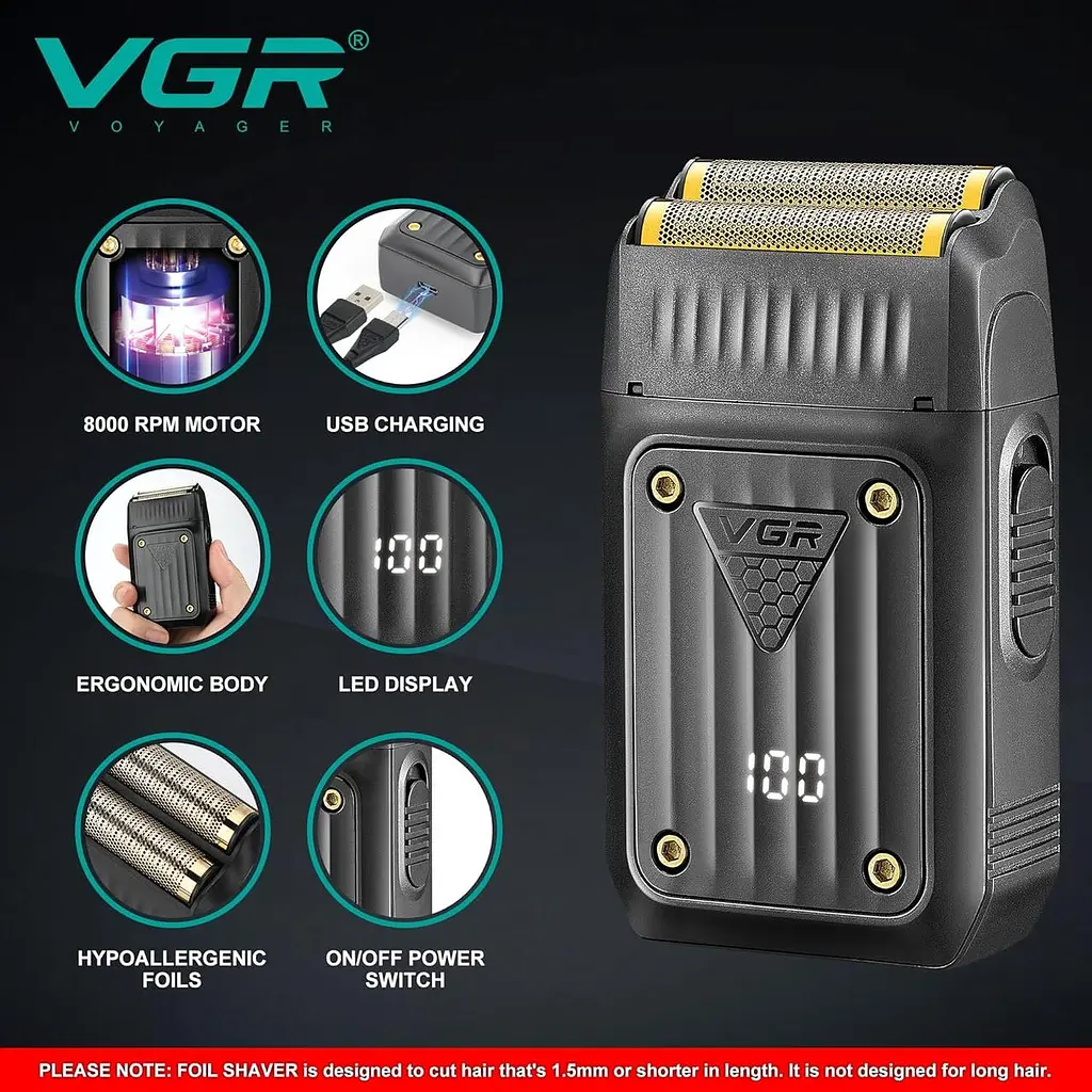 Електробритва VGR V-363 з USB-зарядкою та акумулятором сіткова електробритва для подорожей - фото 4