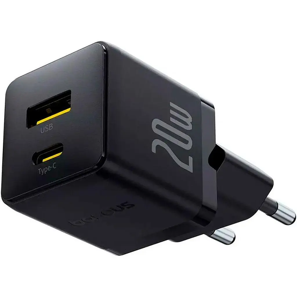 Мережевий зарядний пристрій Baseus Palm Fast Charger Type-C+USB 20W P10111608113-00 Black - фото 3