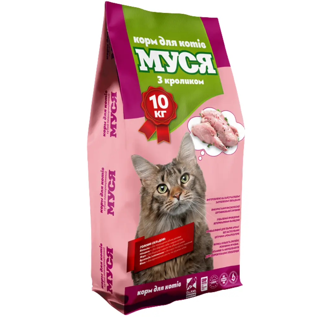 Сухий корм для котів Муся із кроликом 10 кг 904210