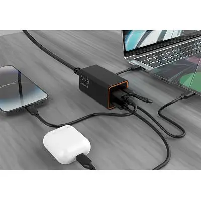 Зарядний пристрій Gembird 2xUSB-C PD65W + 2xUSB QC3.0 30W black (TA-UC-2A2C-PD65-01-BK) - фото 5