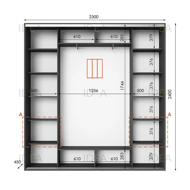 Шафа-купе Idea серія 4 230 x 45 x 240 см Антрацит - фото 2