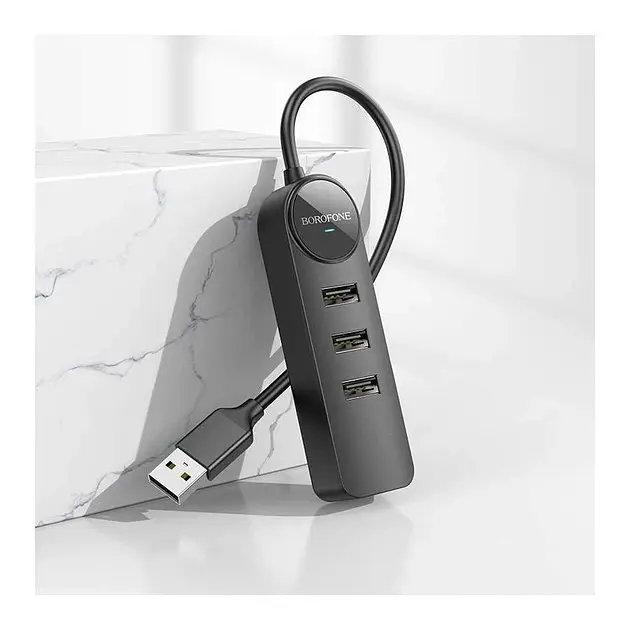 Конвертер Хаб адаптер Borofone DH5 Erudite 4-in-1 на 4 Usb 2.0 з кабелем 20 см - фото 3