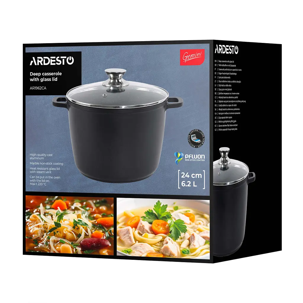 Каструля з кришкою глибока Ardesto Gemini Lazio AR1962CA 6.2 л 24 см чорна - фото 8