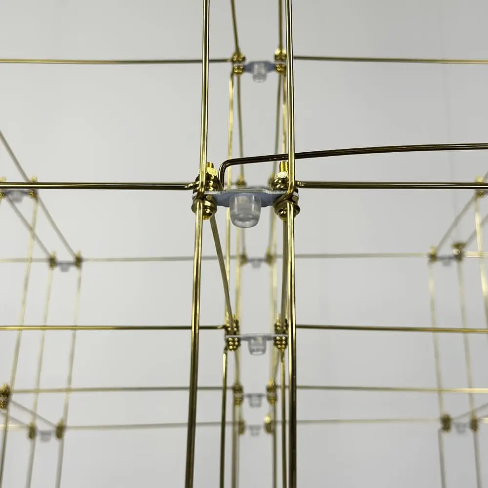 Золотая геометрическая люстра в форме параллелепипеда 72*60*60 см | Line F | Ст. MJ199-720*600*600 Titanium - фото 3