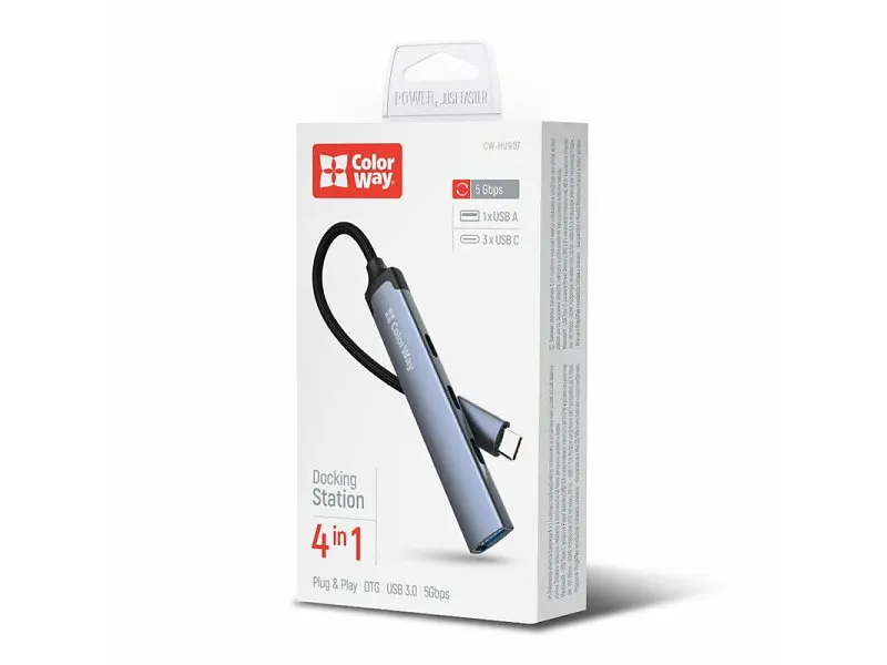 Мультипортовий адаптер ColorWay USB-C 4-in-1 USB-C2.0х3/USB3.0 (CW-HUB07) - фото 11