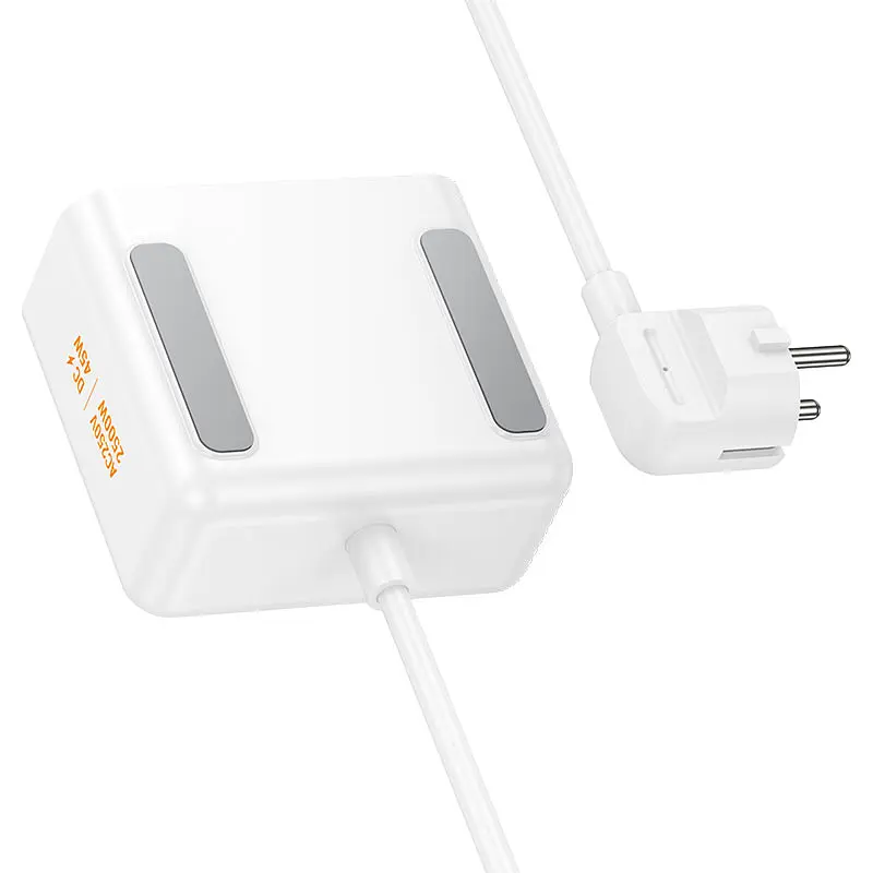 Мережевий фільтр HOCO AC28A на 2 розетки + 1 USB + 3 USB-C, 45W, 220В, кабель 2м, White, Box - фото 5