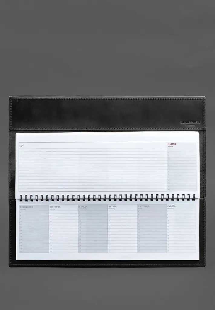 Настольный планер с блоком на пружине черный Crazy Horse - фото 5