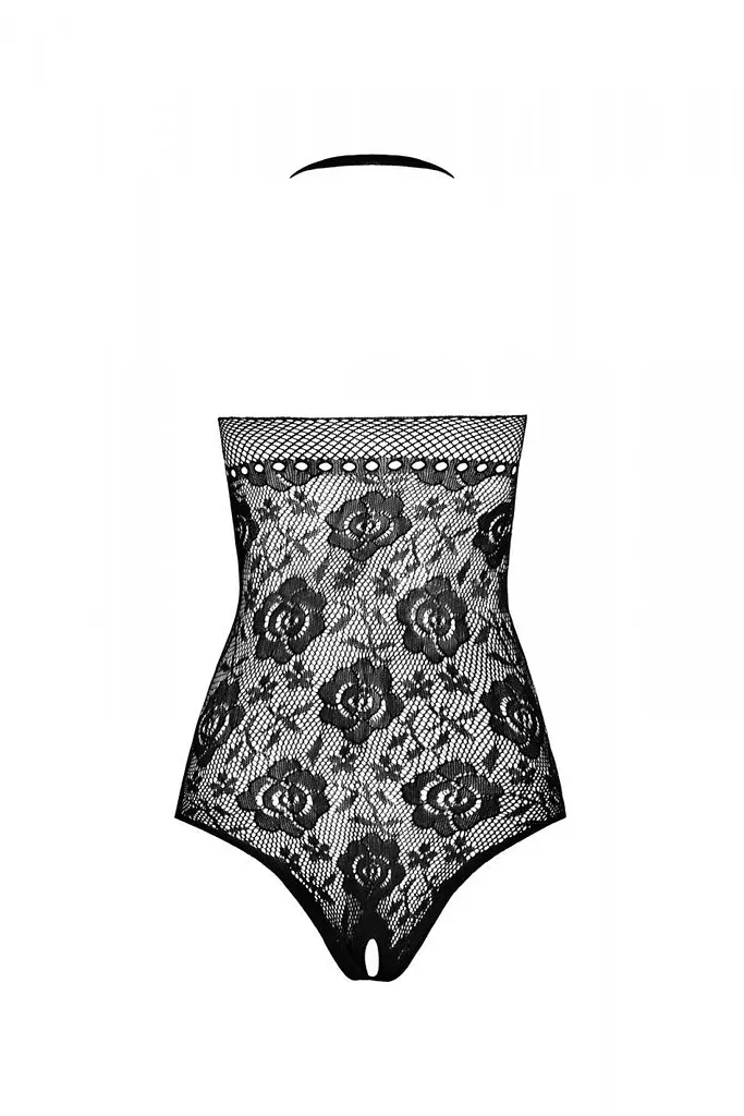 Бодістокінг з імітацією корсетної шнурівки Passion BS094 One Size, white, квітковий візерунок, з дос - фото 4