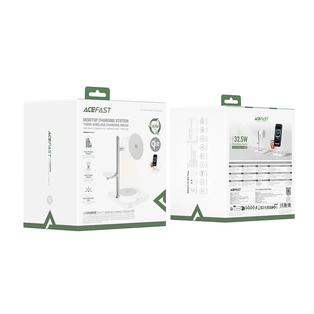 Бездротовий зарядний пристрій ACEFAST E39 desktop 4-in-1 wireless charging holder White (6974316286110) - фото 2