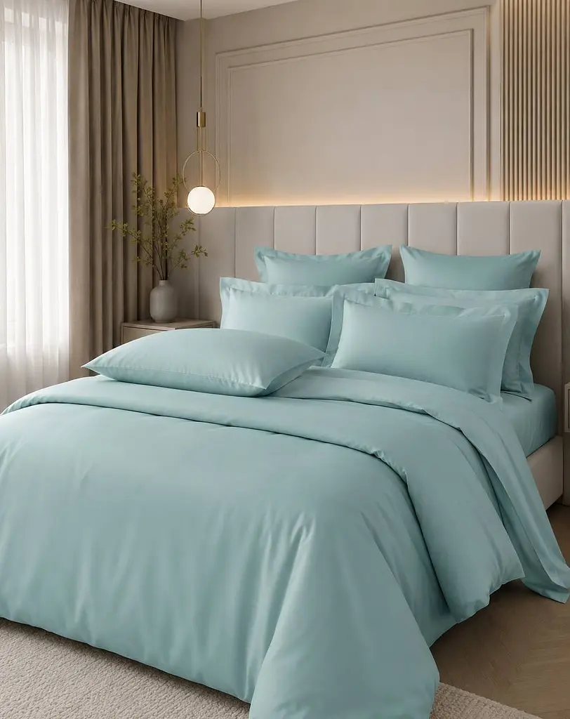 Комплект постільної білизни Євро Issimo MINT BLUE 200×220 см, сатин Premium TC303376395 - фото 3