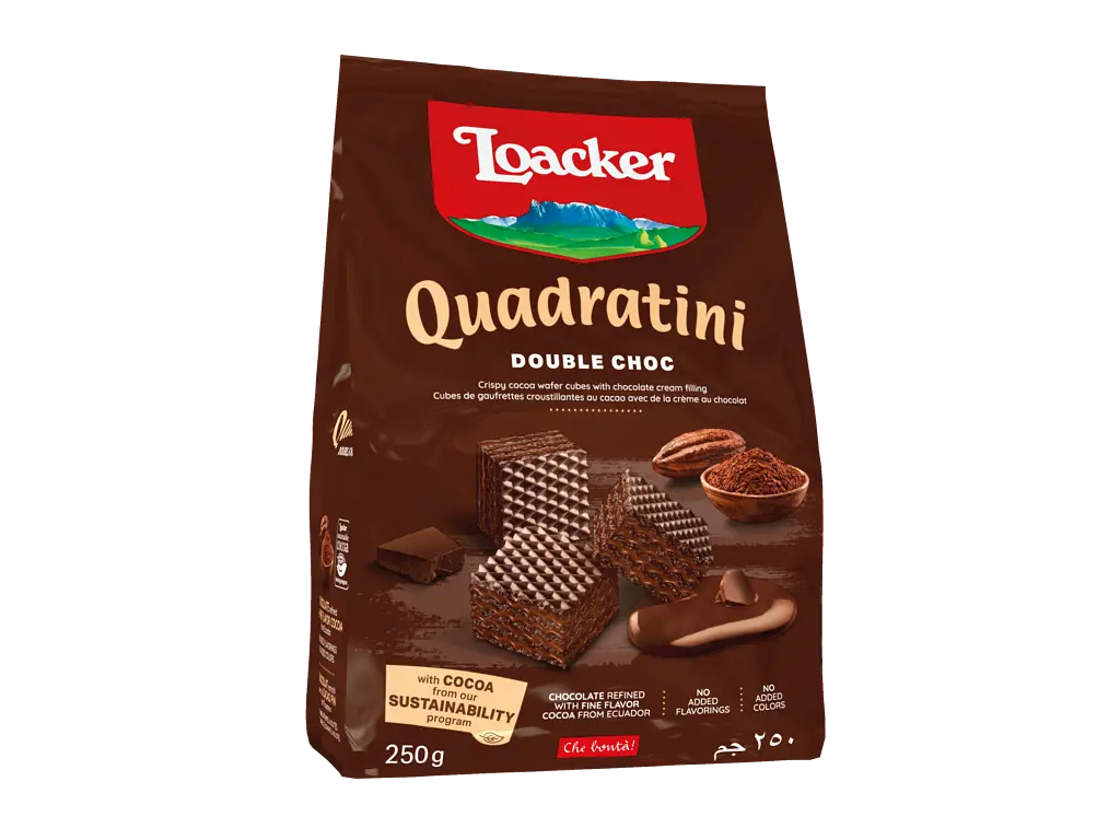 Вафлі Loacker Quadratini Double Choc 250 г