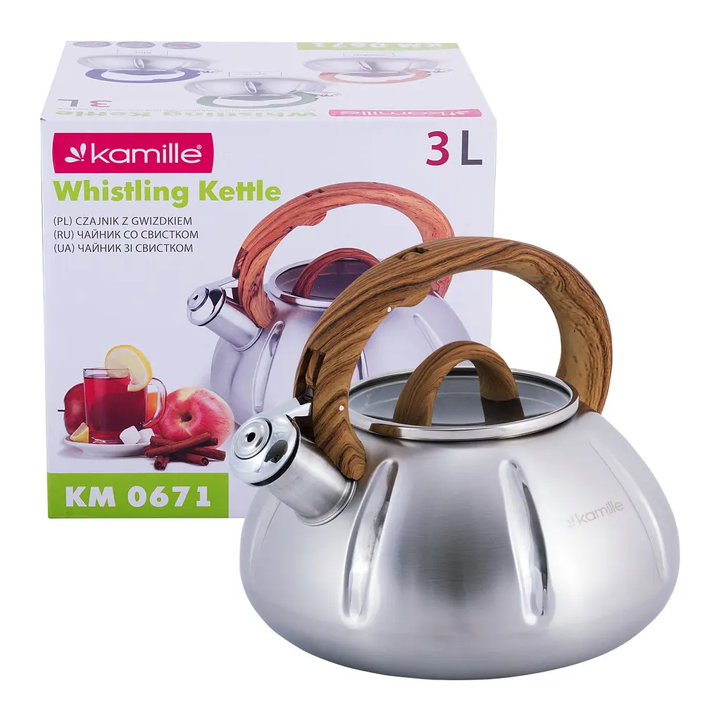 Чайник зі свистком Kamille KM-0671 3л дерево - фото 5