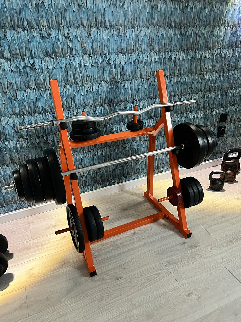 Набір RN Sport штанга 110 кг з гантелями гриф W-подібний + рукавички - фото 8