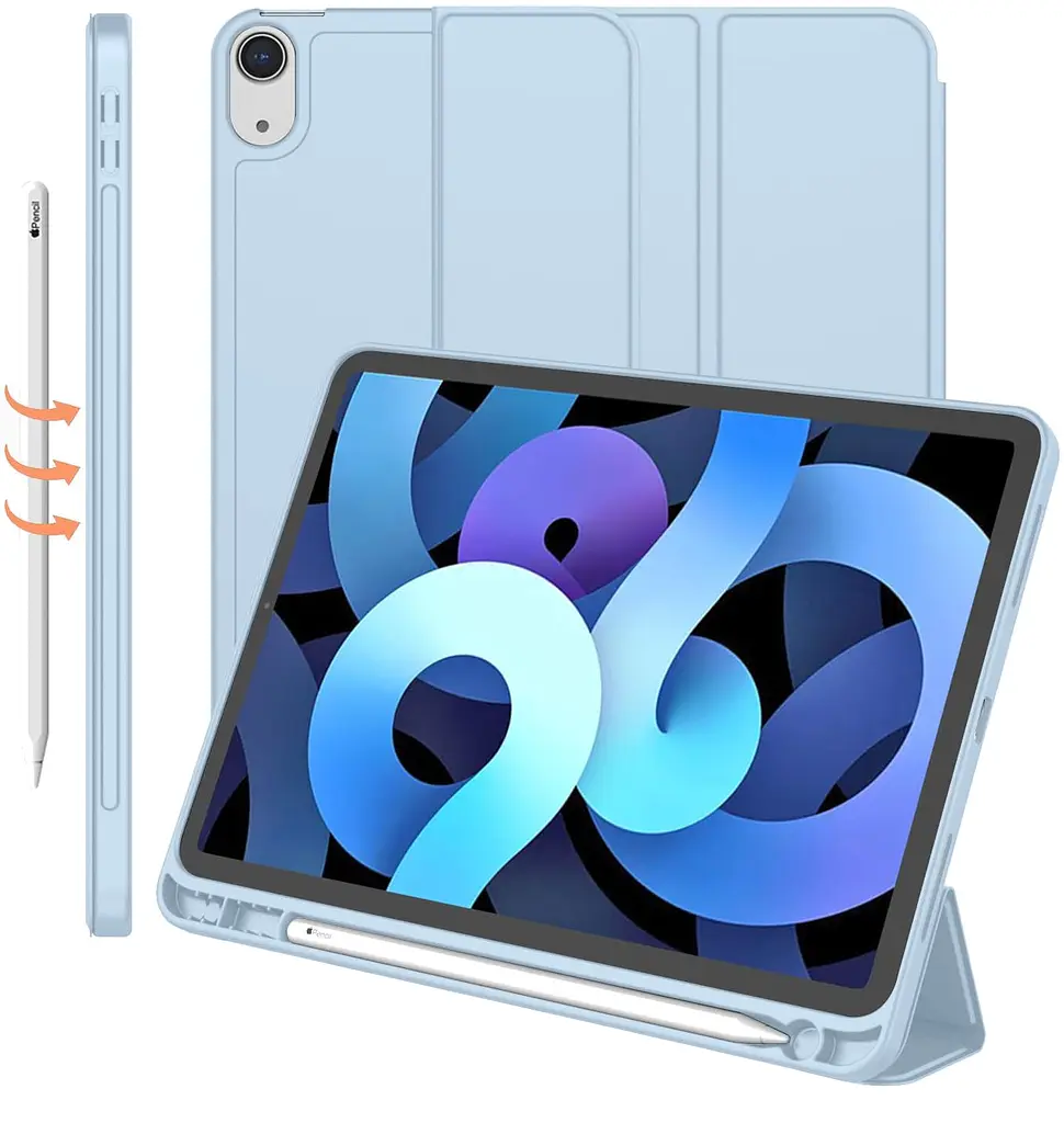 Чохол BeCover Tri Fold Soft TPU з кріпленням Apple Pencil для Apple iPad Air 11" M4 2026 Light Blue (715232) - фото 2