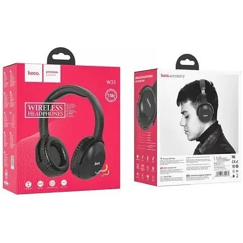 Навушники бездротові Hoco Art sount BT Headset W33 повнорозмірні сині 6931474755087 - фото 10