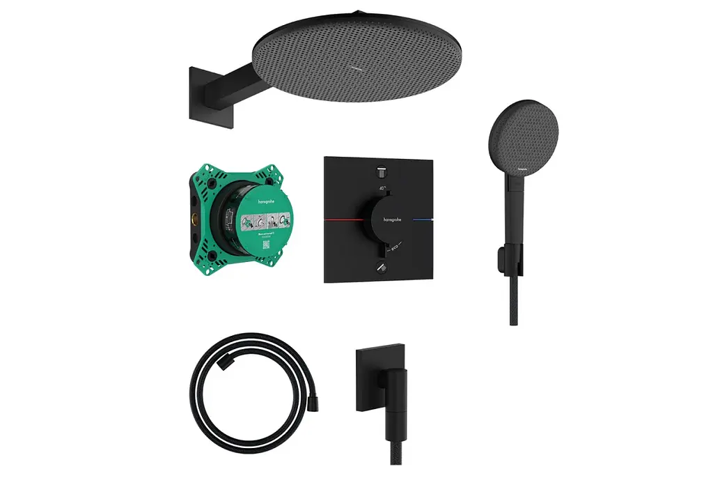 Душова система з термостатом Hansgrohe Raindance Alive S 300 1jet matt black 24630670