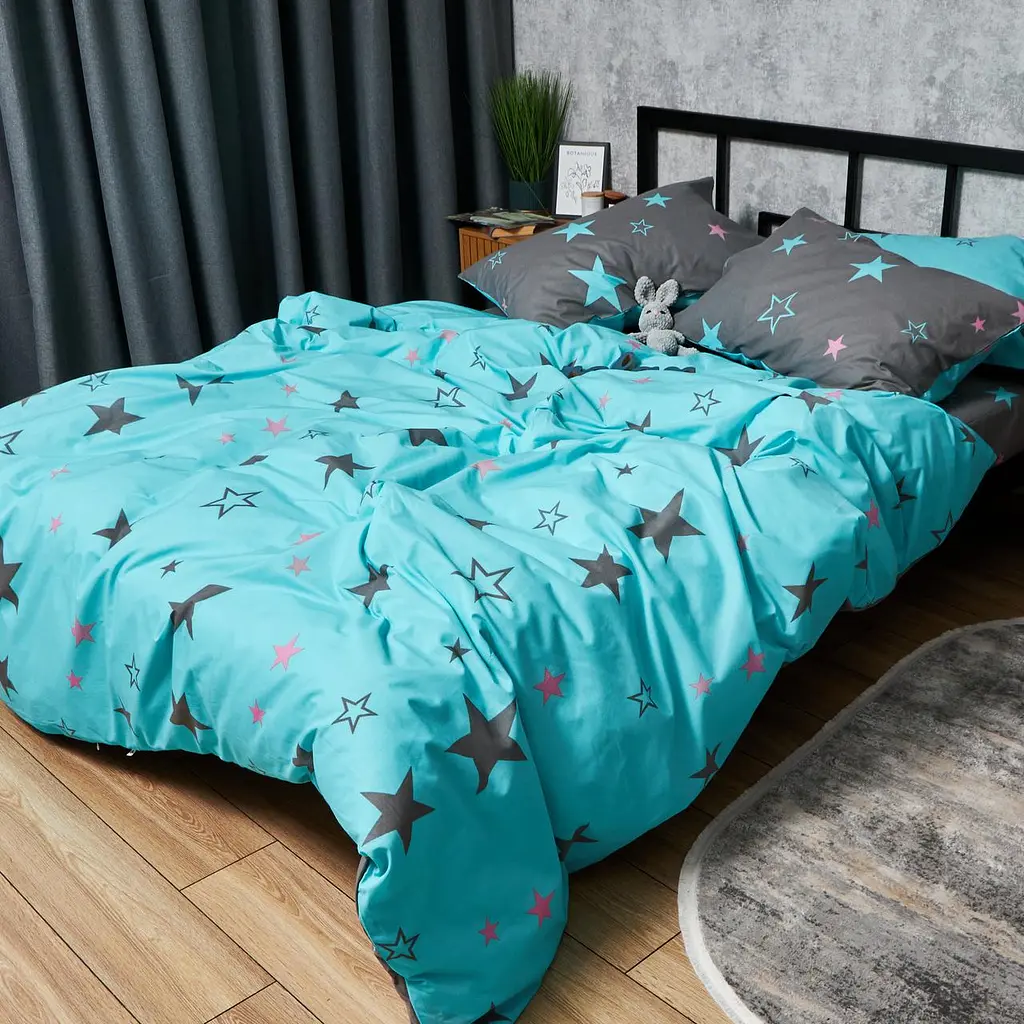 Комплект постільної білизни Moon&Star Бязь Gold Люкс Starry Skies King Size 220x240 наволочки 4х50х70 - фото 3