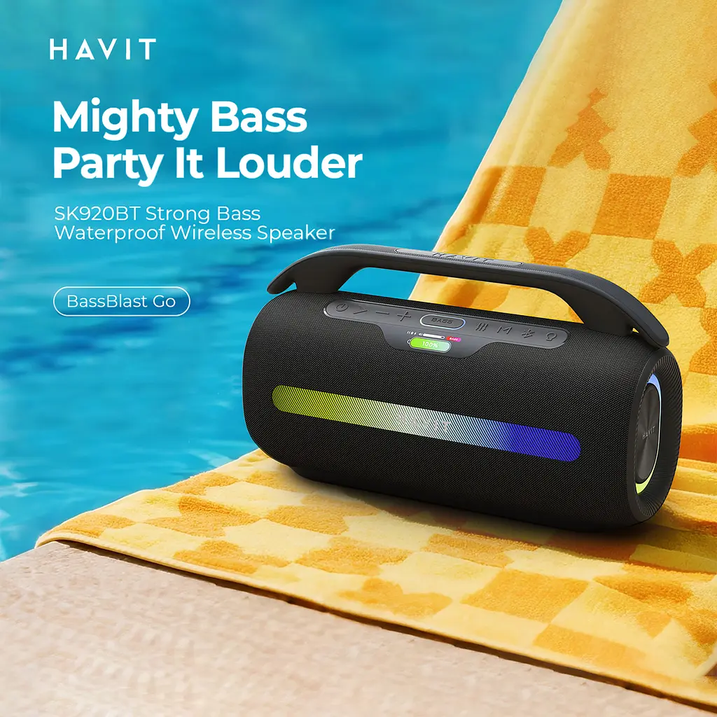 Портативна колонка HAVIT SK920BT IPX6 60W RGB Black HAVIT (29188-000) - фото 8