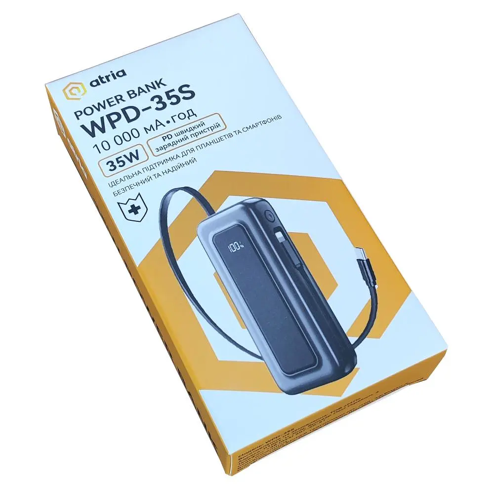 Павербанк ATRIA Black 10 000 mAh / 35 Вт (WPD-35S) - фото 5