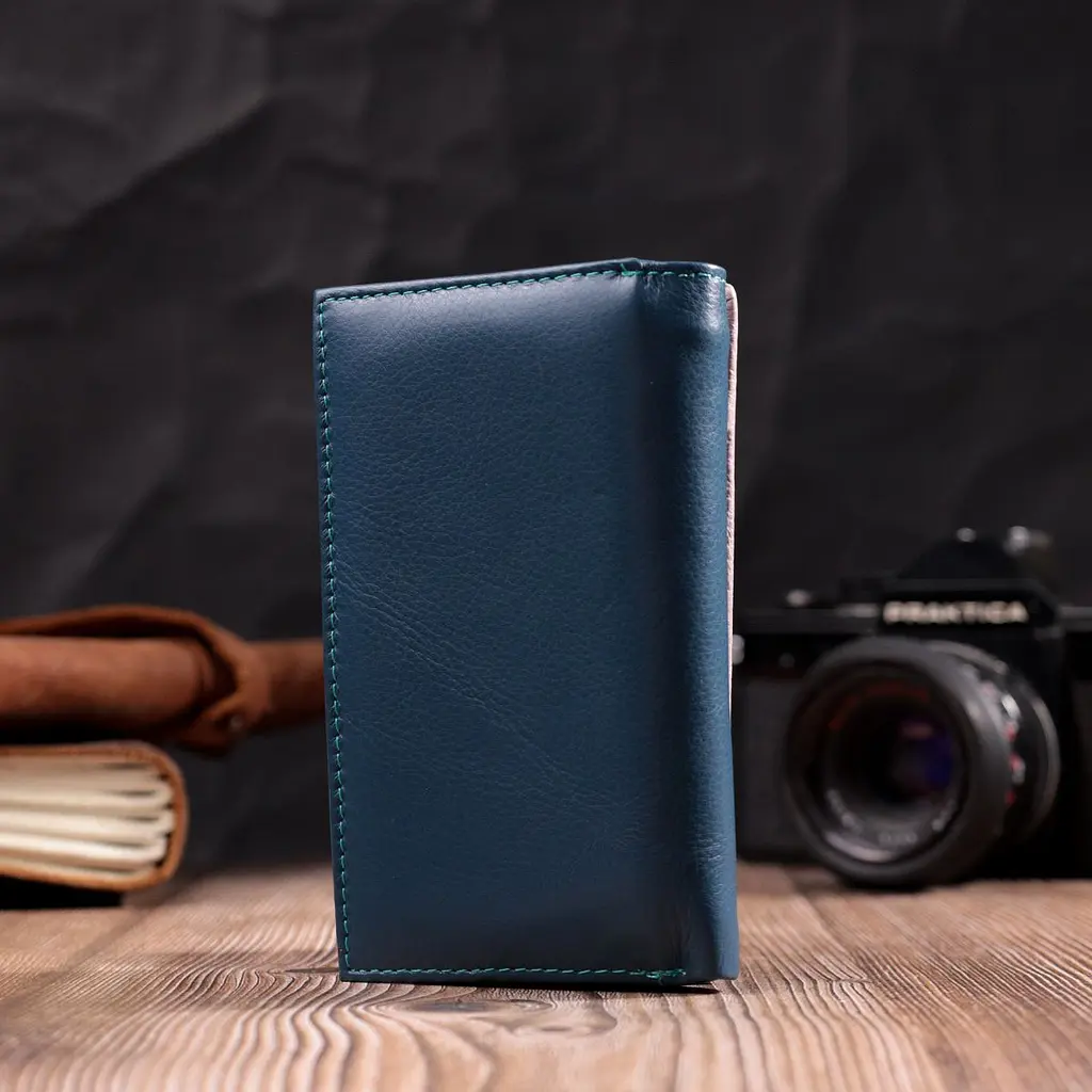 Практичний жіночий гаманець у три складання з натуральної шкіри ST Leather 19445 різнокольоровий - фото 9