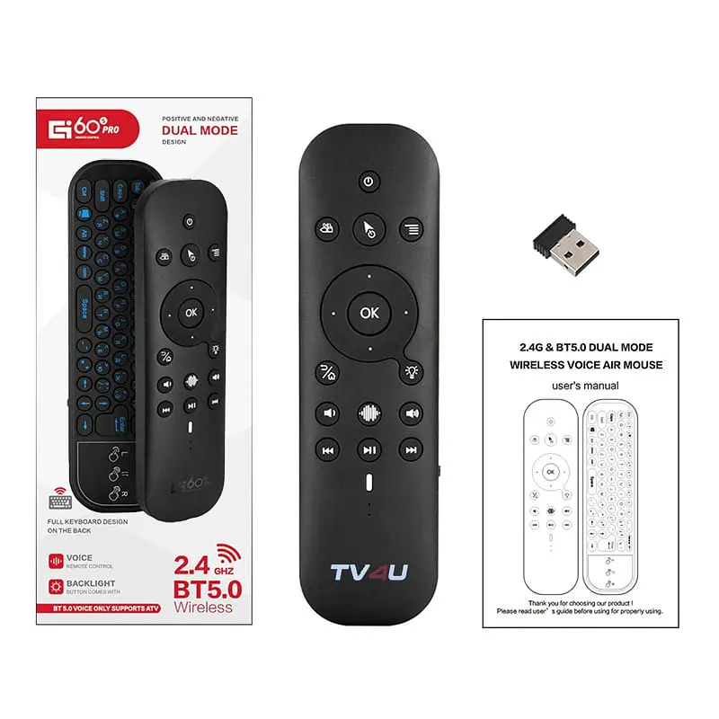 Пульт керування TV4U G60s Pro UKR 2.4G+Bluetooth з гіроскопом, клавіатурою, тачпадом та мікрофоном - фото 2