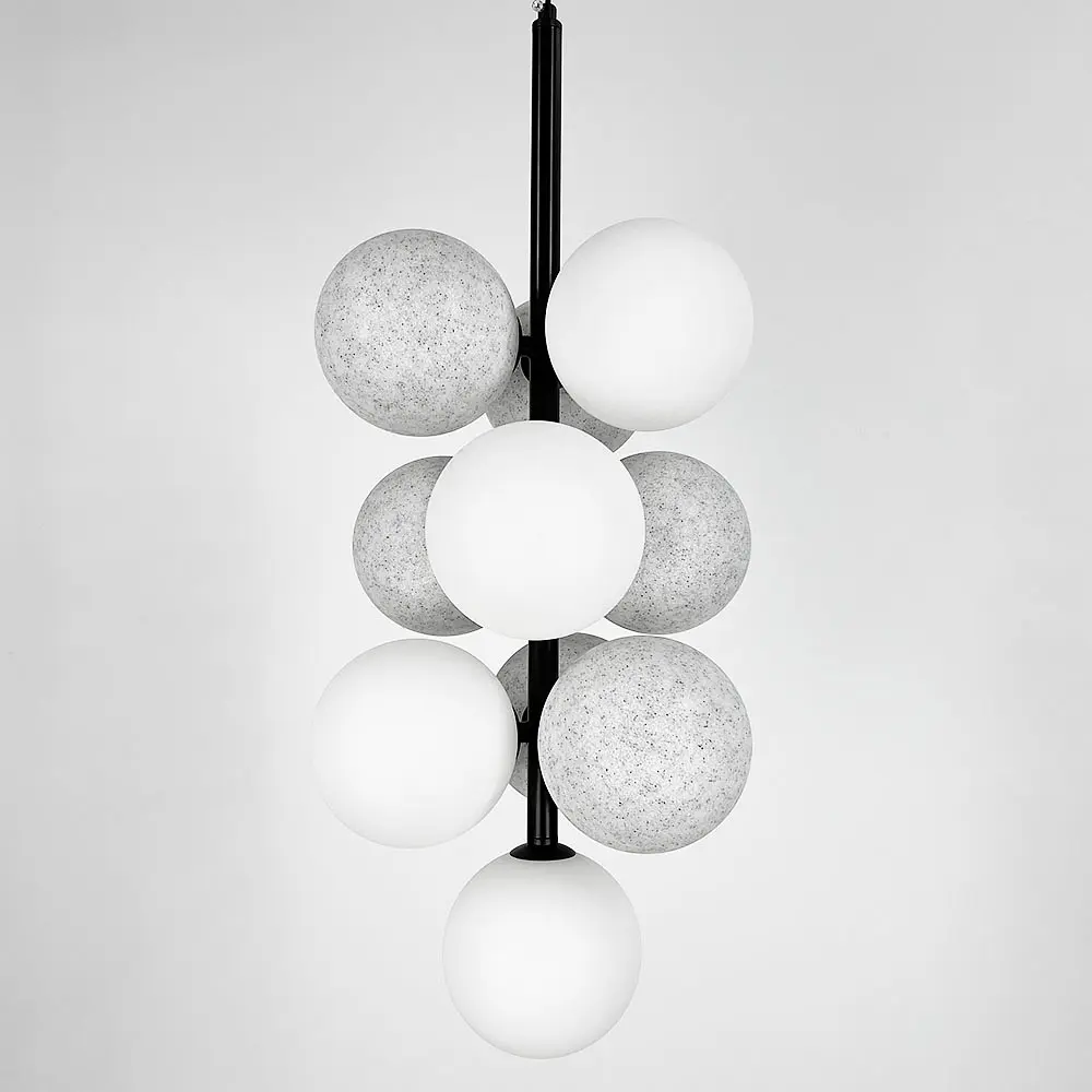 Підвісний світильник на 4 білих та 6 сірих кульок | Арт. 909/10 BK+WT+WT | Line F - фото 5