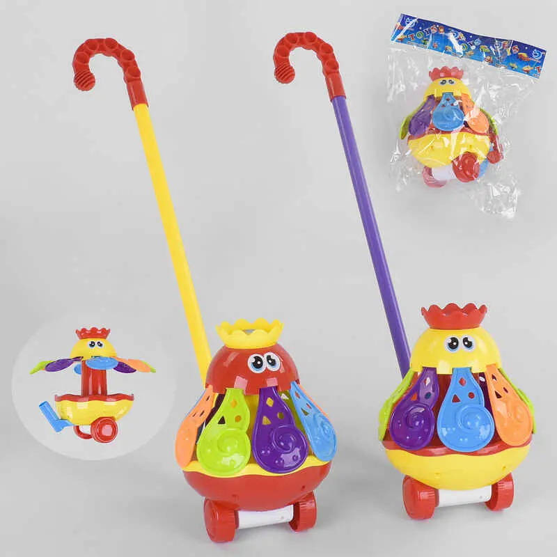 Каталка на палиці, восьминіг 19 см, рухомі деталі, музична, механічна (В асортименті) - фото 2