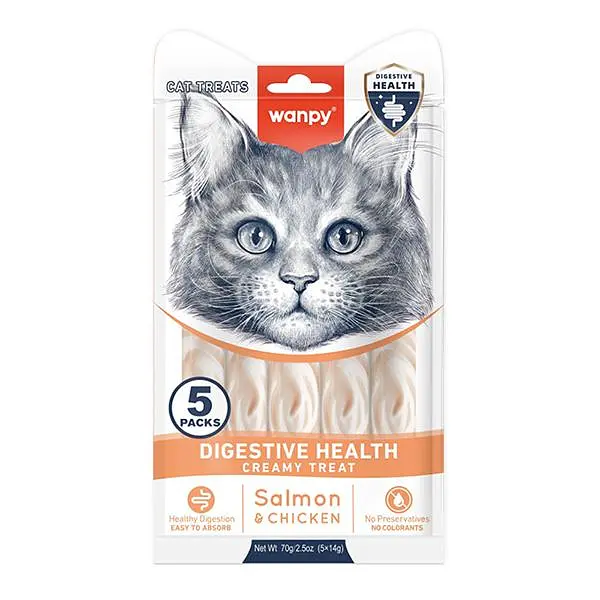 Функціональні ласощі для котів Wanpy Creamy Lickable Treat Digestive Health здорове травлення, 5 по 14г