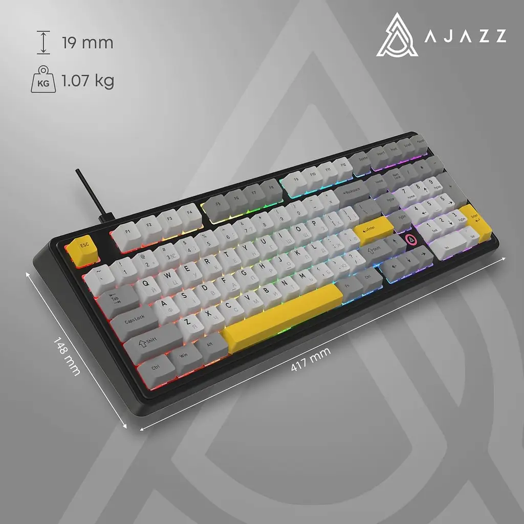Клавиатура Ajazz AK980 MAX Magnetic switches Black Gray Yellow (AK980-MAX-M-BGY) - фото 14