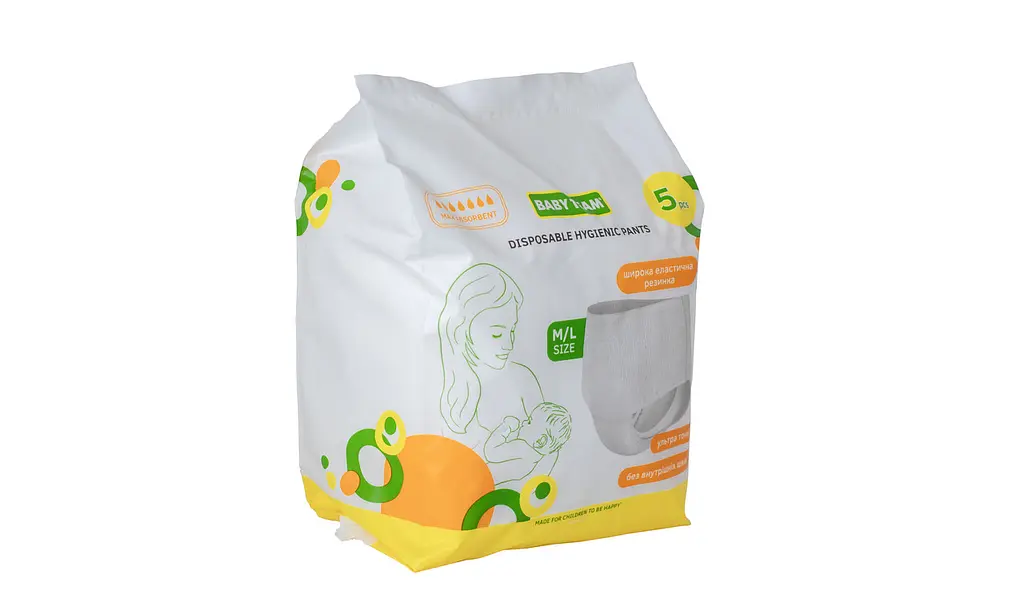 Труси одноразові гігієнічні післяпологові 5 шт. розмір M/L з високим ступенем поглинання для породіль Baby Team білий - фото 9