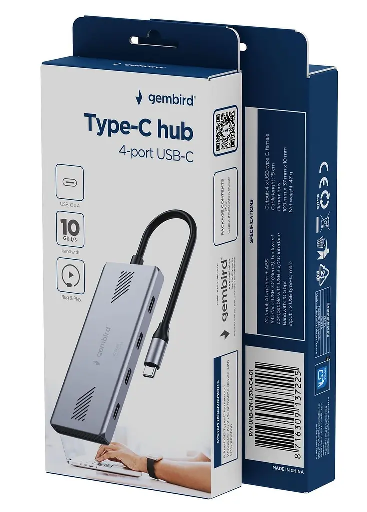 Хаб Gembird UHB-CM-U310-C4-01 на 4 порти USB 3.2 - фото 4