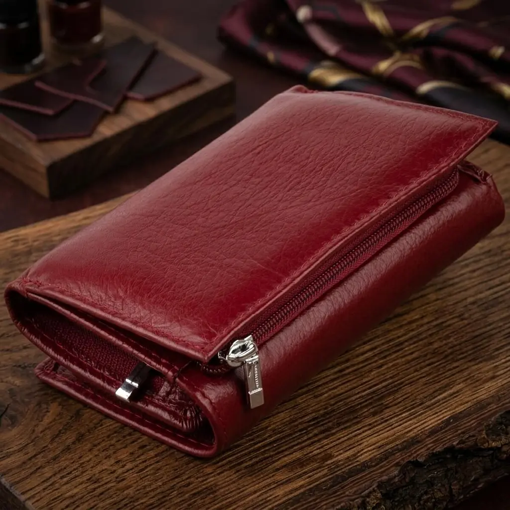 Горизонтальне портмоне зі шкіри жіноче ST Leather 19333 Бордове - фото 3