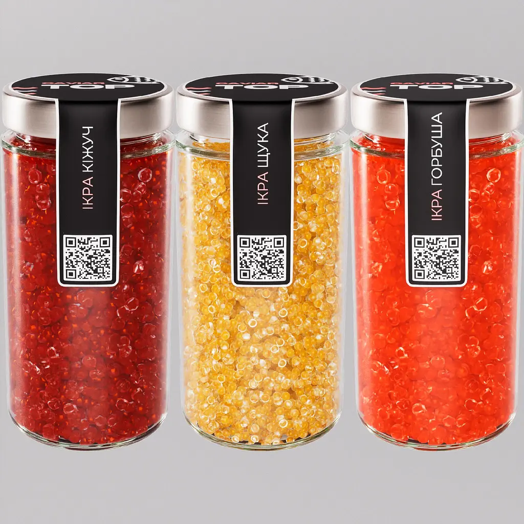 Ікра "Горбуша+Щука+Кіжуч" CapsFood імітована в Банці 500+500+500 г