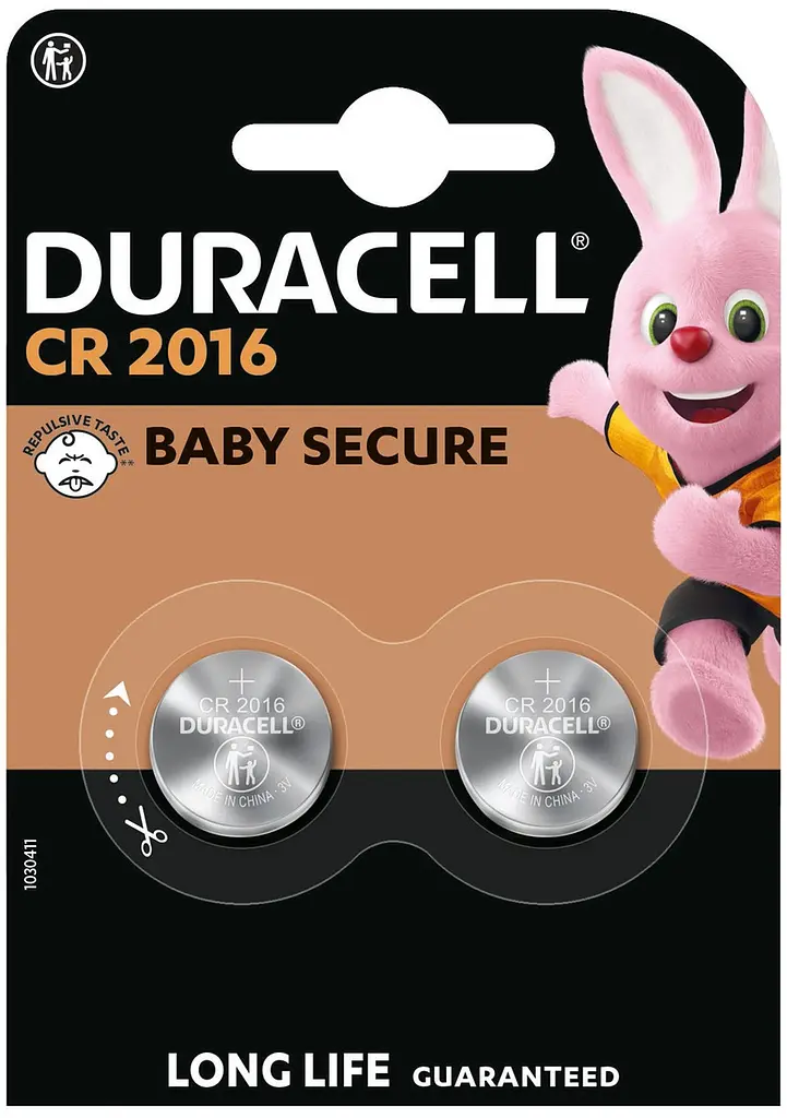 Спеціальна літієва батарейка типу «таблетка» Duracell 2016 3V, (DL2016/CR2016), 2 шт. (6409616)