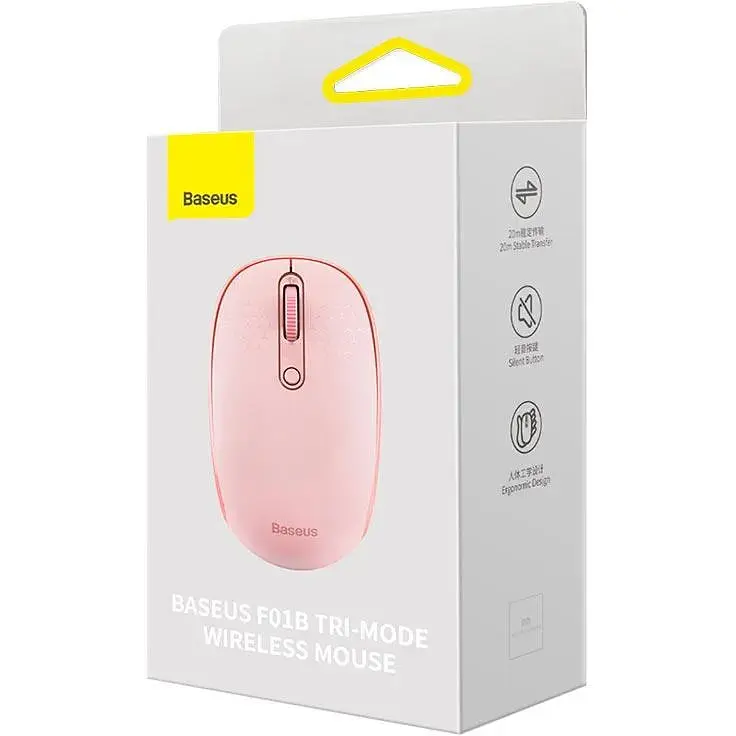 Мышь беспроводная Baseus F01B Tri-Mode Bluetooth 3 режимная розовая - фото 5