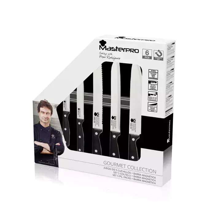 Набір ножів з магнітним тримачем MasterPro MasterPro gourmet pepe 5 предметів (BGMP-4330) - фото 2