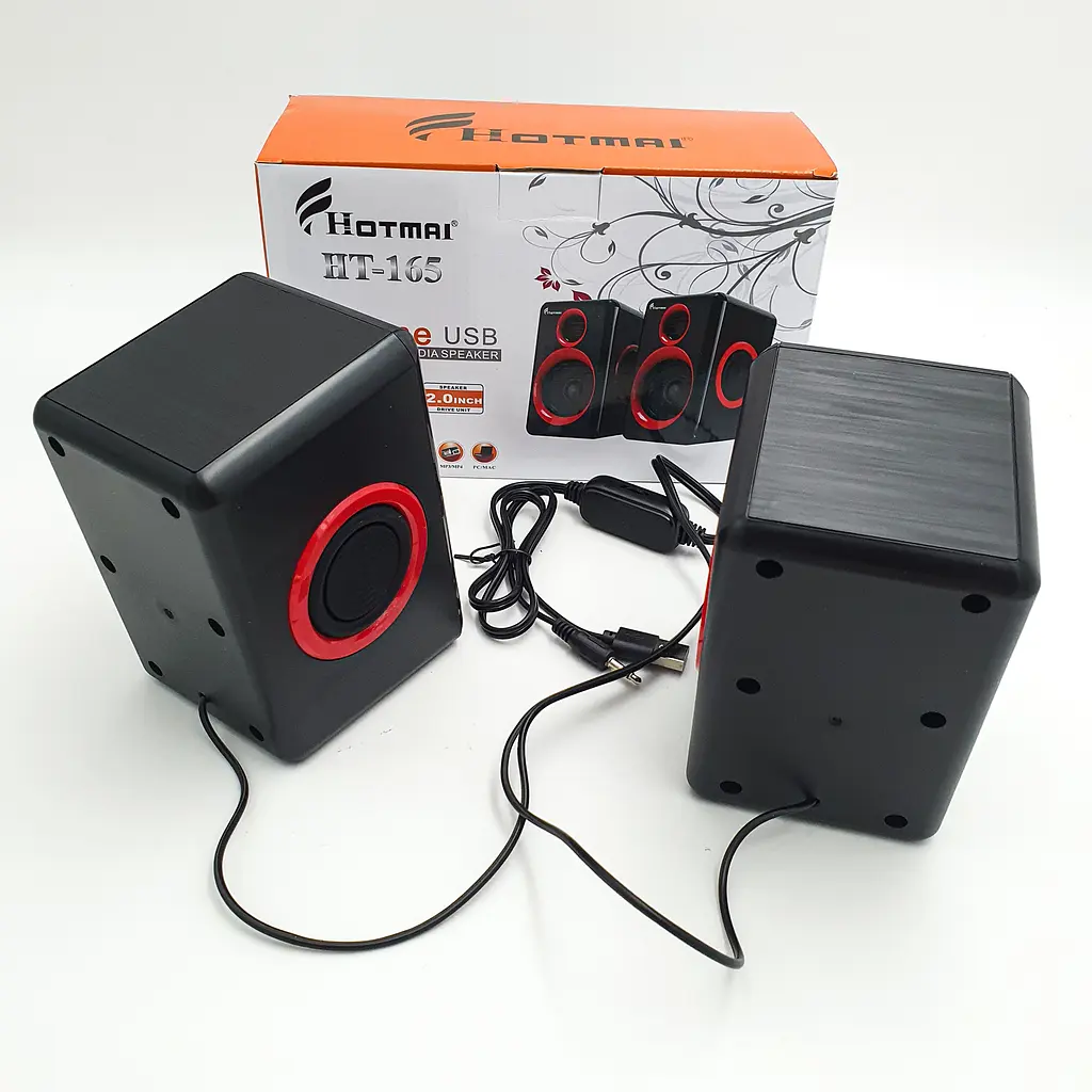 Акустична система 2.0 для ПК колонки портативні живлення від USB акустика 6Вт Hotmai FT-165 червоний - фото 5