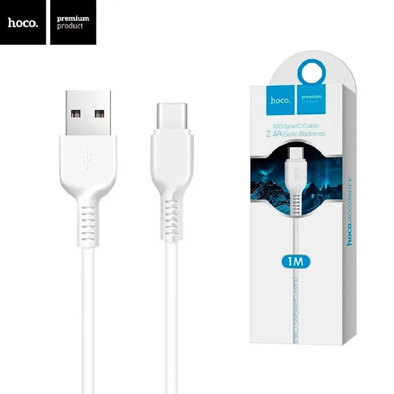 Кабель Hoco X20 USB to Type-C 3A 1 м PVC TPE connectors білий - фото 2