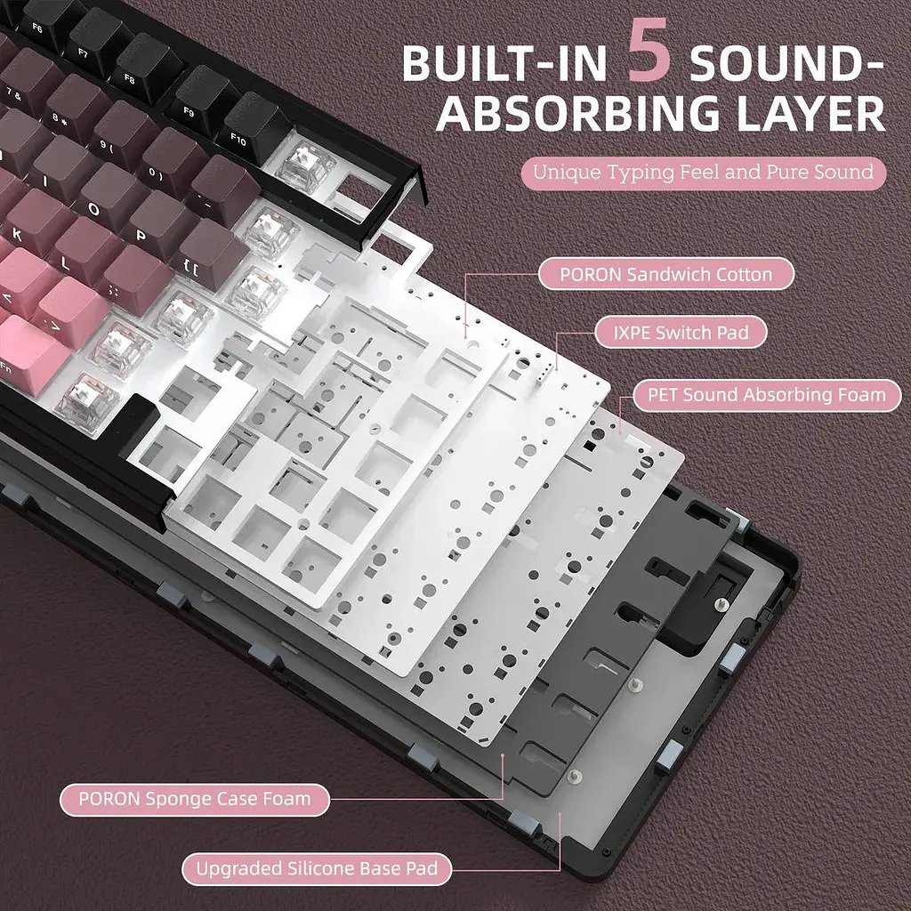 Бездротова клавіатура ATTACK Shark X85 Pink 75% | RGB підсвітка | бокове гравіювання - фото 8